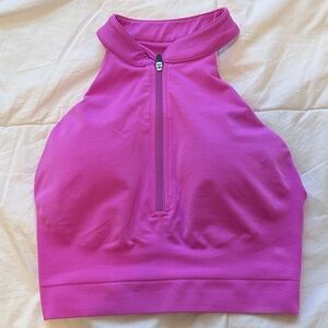 Alphalete Pink High-Neck Zip Bra